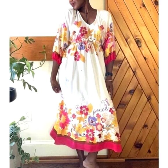 NWT Johnny Was Loreli Floral 100% Silk White Pink Embroidered Midi Dress Small - Picture 6 of 11